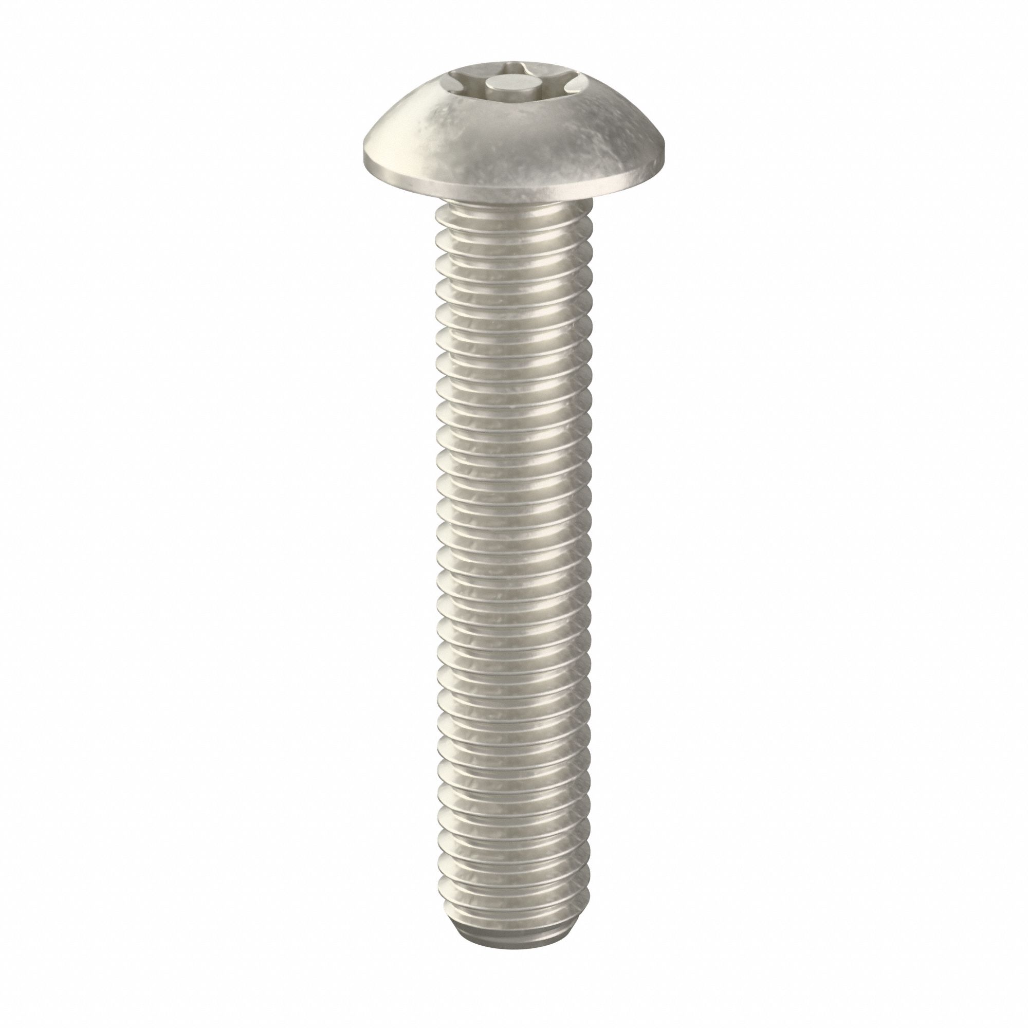 Tamper Resistant Screw: #10-32 Thread Size, 1 in Lg, Stainless Steel, Plain, Button, 25 PK