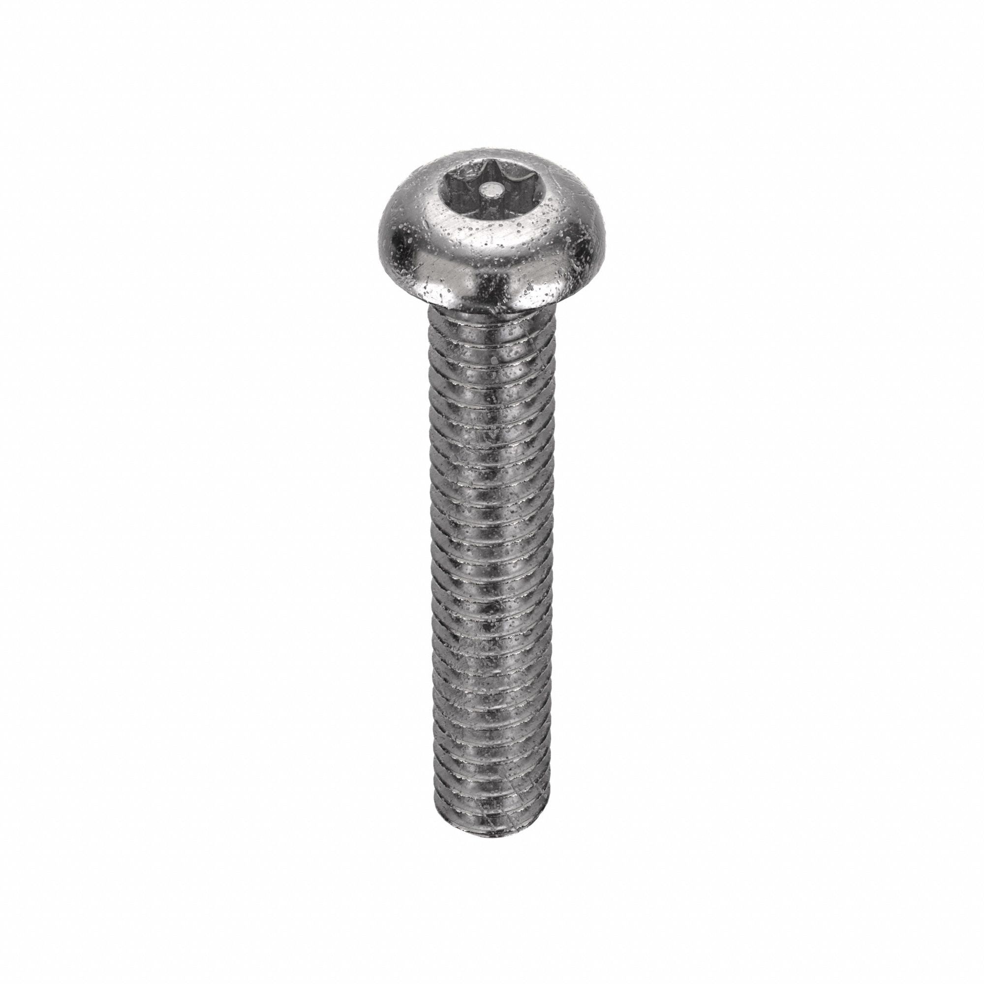 TAMPER RESISTANT SCREW, &frac14;"-20 THREAD, 1&frac12; IN L, 18-8 SS, PLAIN FINISH, BUTTON, 10 PK