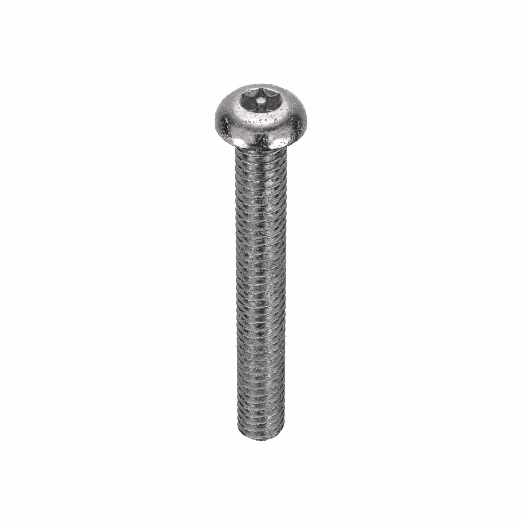 TAMPER RESISTANT SCREW, &frac14;"-20 THREAD, 2 IN L, 18-8 SS, PLAIN FINISH, BUTTON, 2A, 10 PK