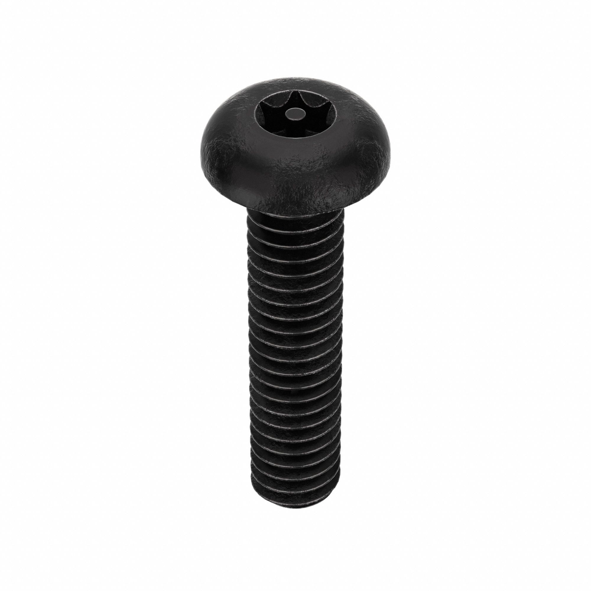 TAMPER RESISTANT SCREW, #8-32 THREAD, ¾ IN L, STEEL, BLACK OXIDE, BUTTON, TORX, 25 PK