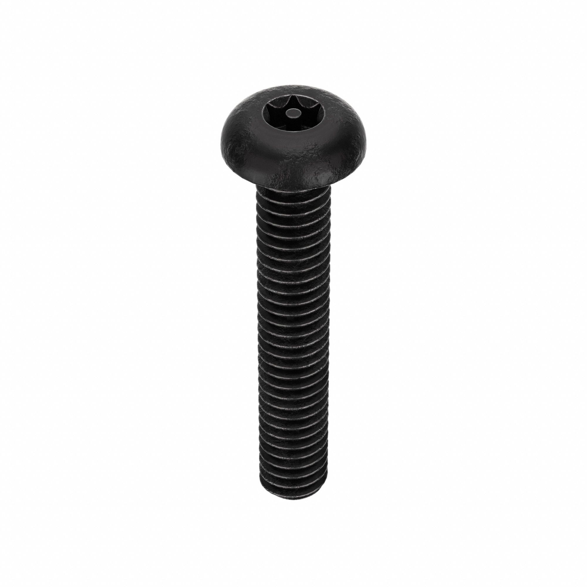 TAMPER RESISTANT SCREW, #8-32 THREAD SIZE, 1 IN L, STEEL, BLACK OXIDE, BUTTON, TORX, 25 PK