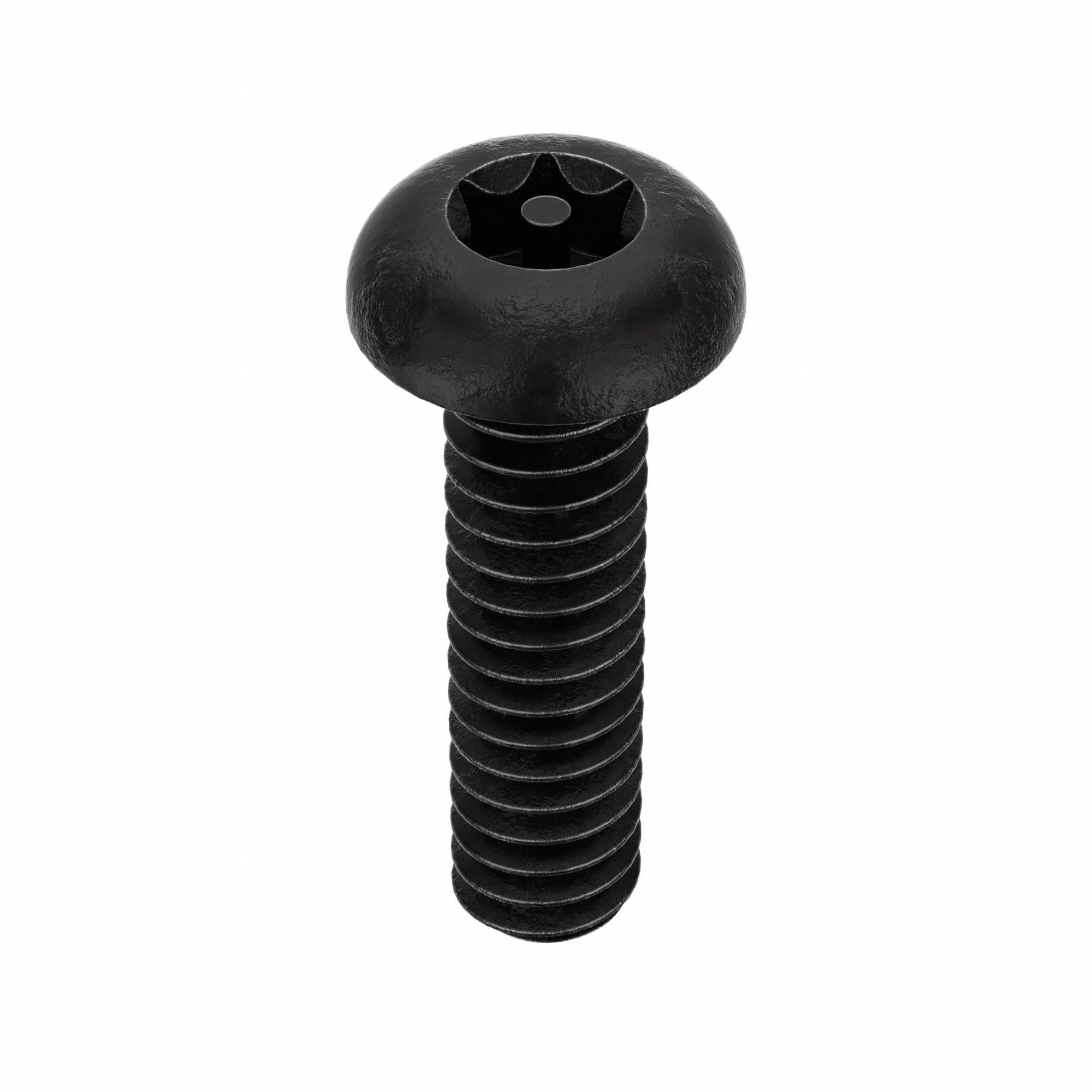 TAMPER RESISTANT SCREW, #10-24 THREAD, ¾ IN L, STEEL, BLACK OXIDE, BUTTON, TORX, 25 PK