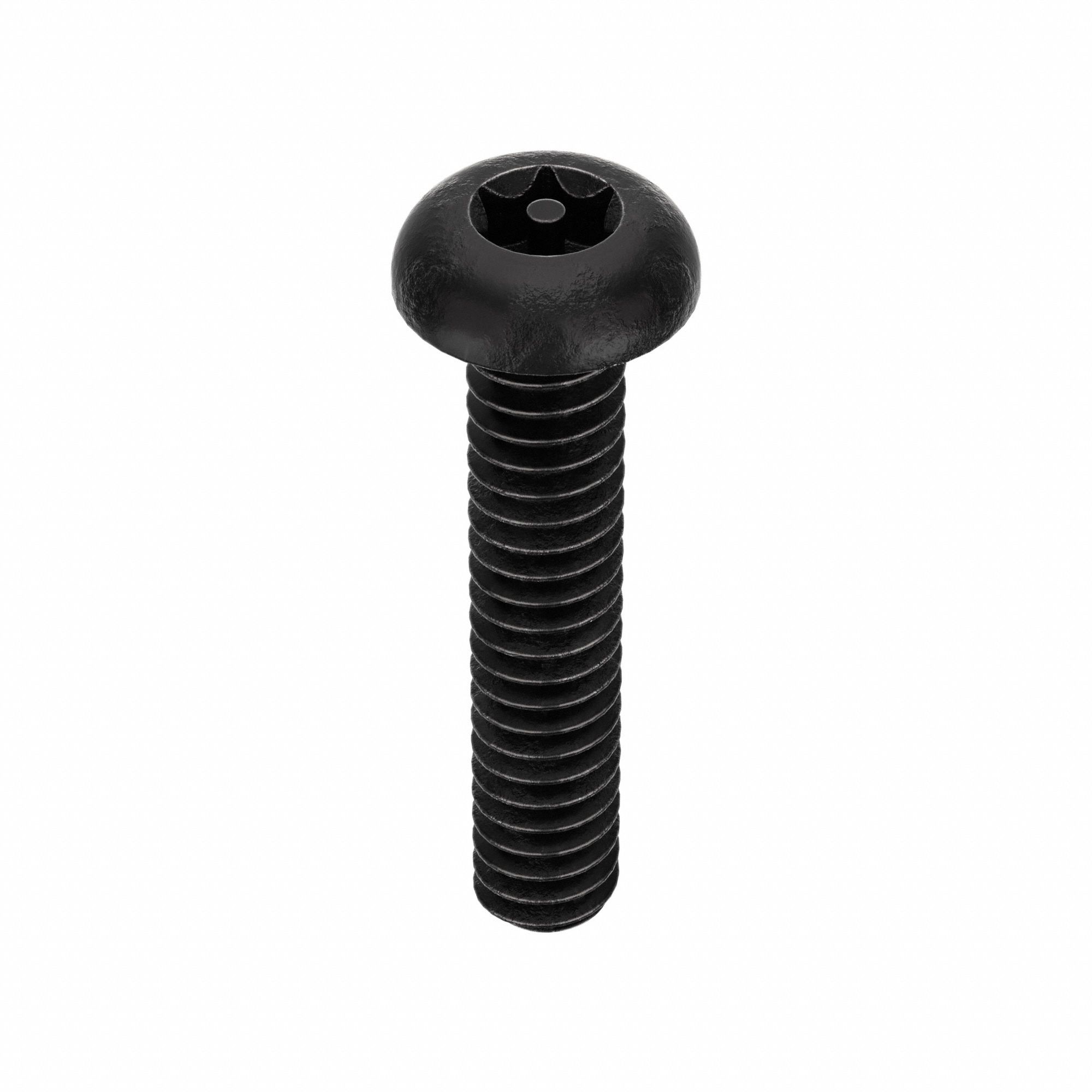 TAMPER RESISTANT SCREW, #10-24 THREAD, 1 IN L, STEEL, BLACK OXIDE, BUTTON, TORX, 25 PK
