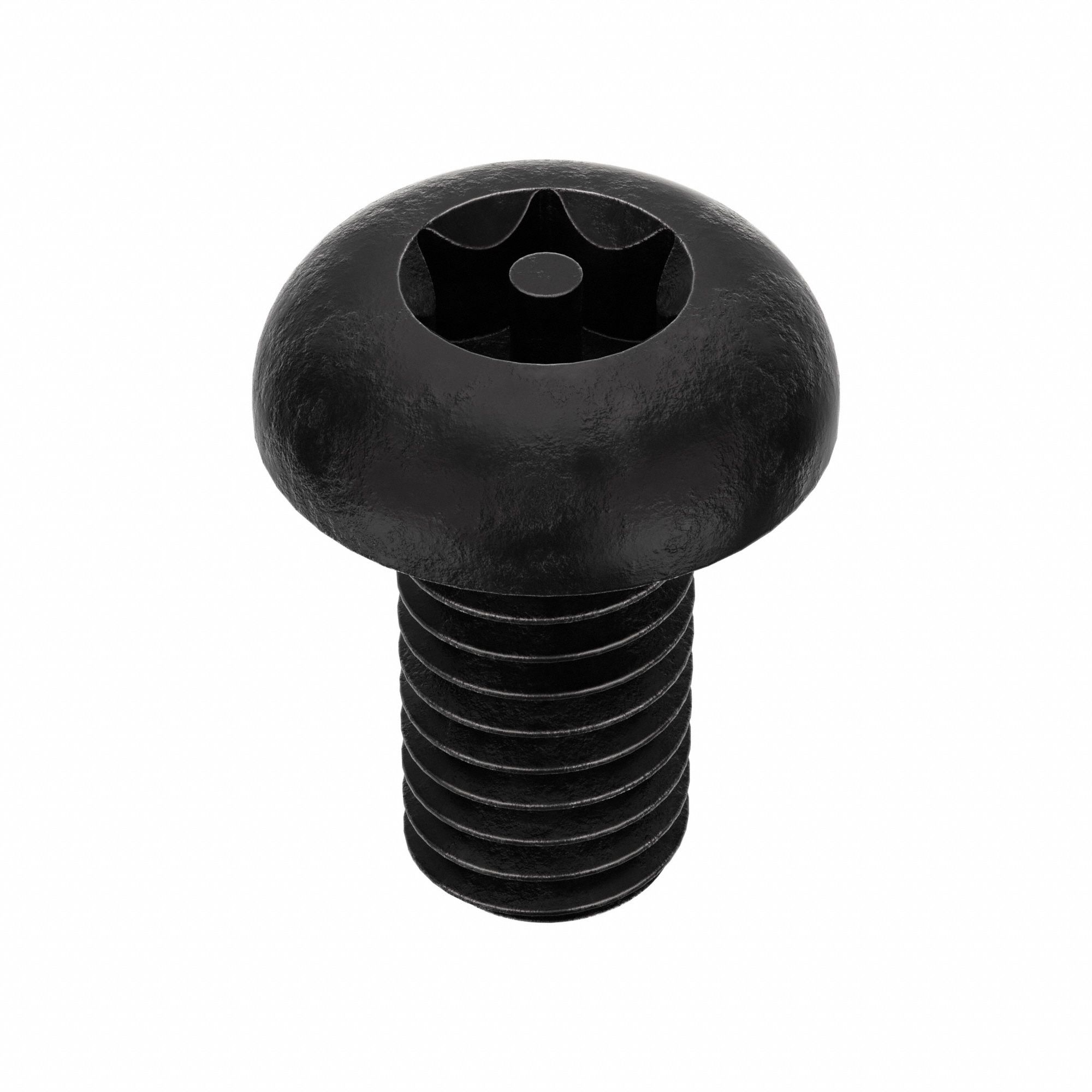 Tamper Resistant Screw: #10-32 Thread Size, 3/8 in Lg, Steel, Black Oxide, Button, 25 PK