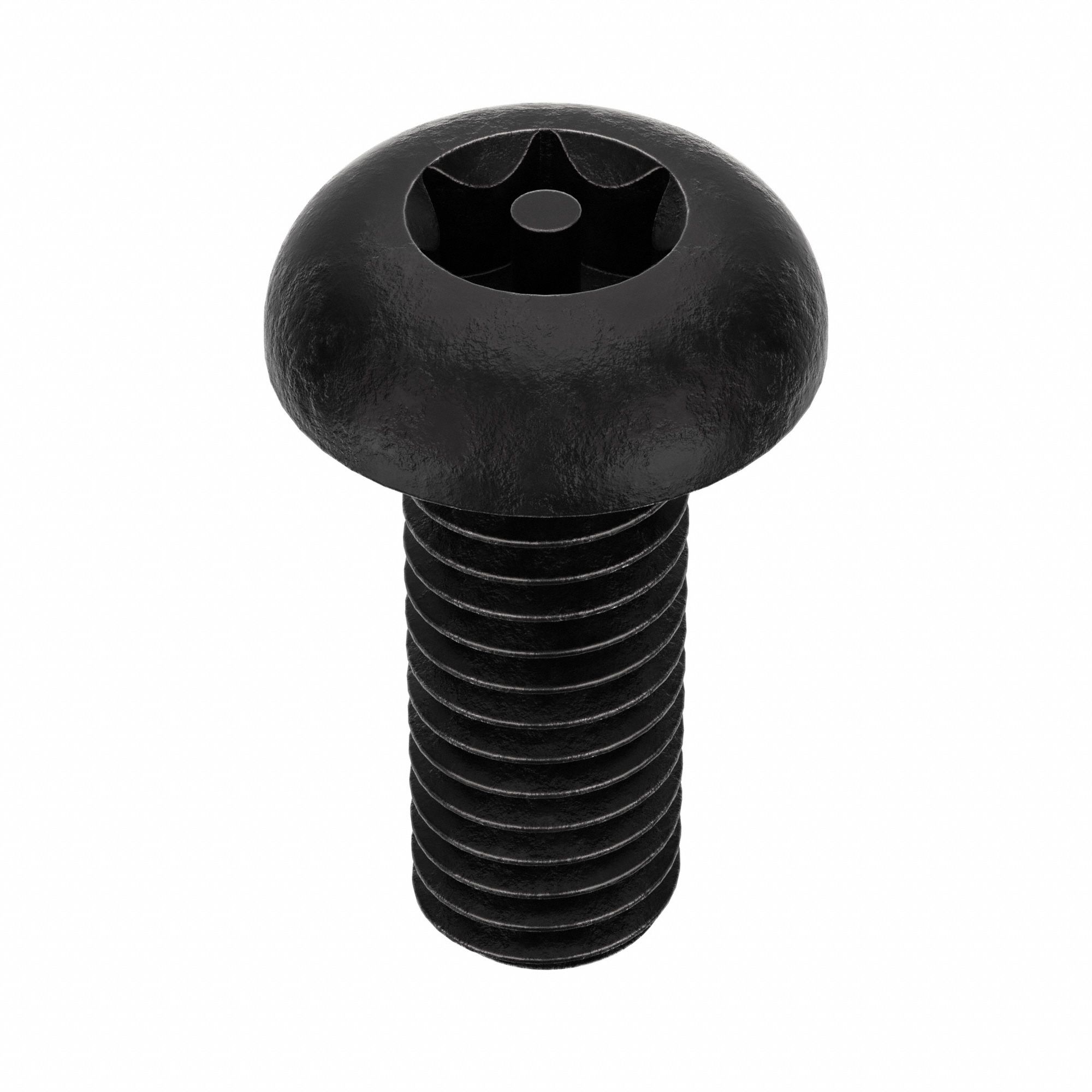 Tamper Resistant Screw: #10-32 Thread Size, 1/2 in Lg, Steel, Black Oxide, Button, 25 PK