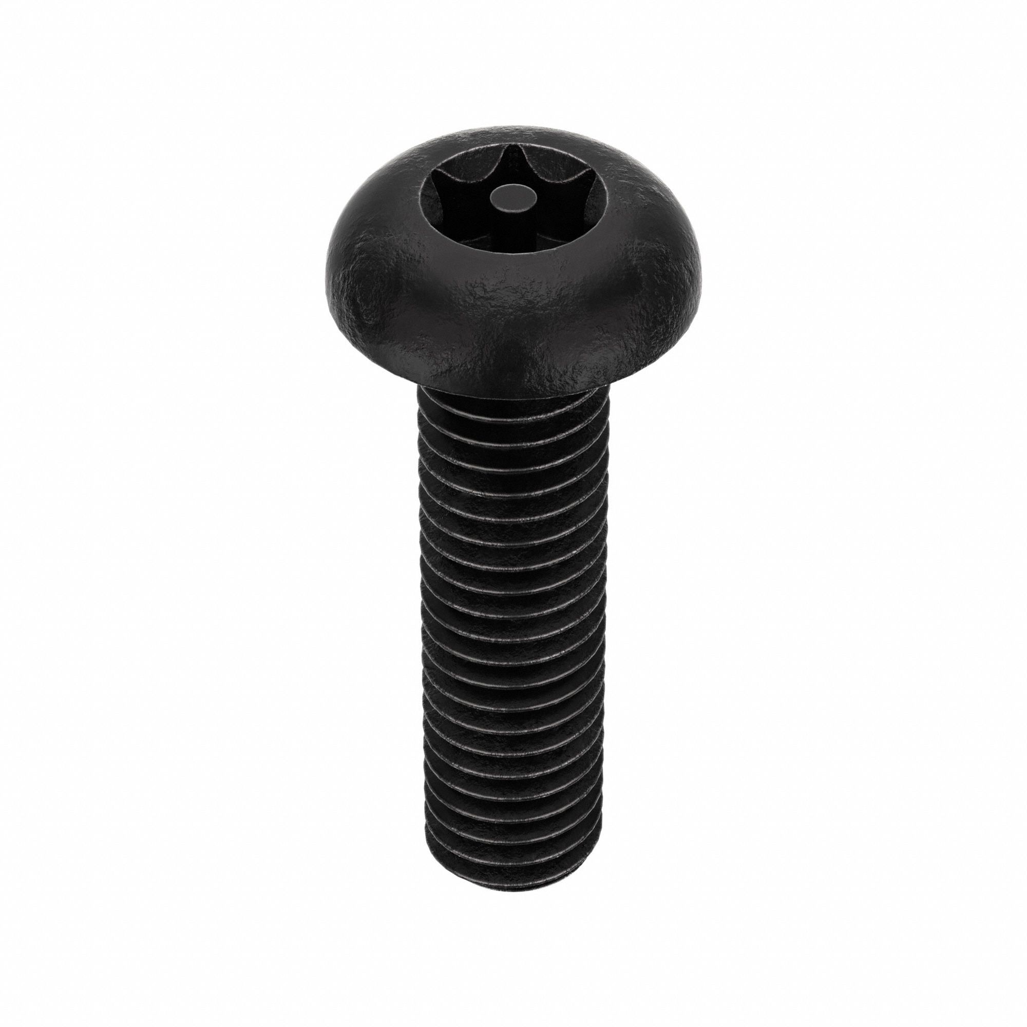 Tamper Resistant Screw: #10-32 Thread Size, 3/4 in Lg, Steel, Black Oxide, Button, 25 PK