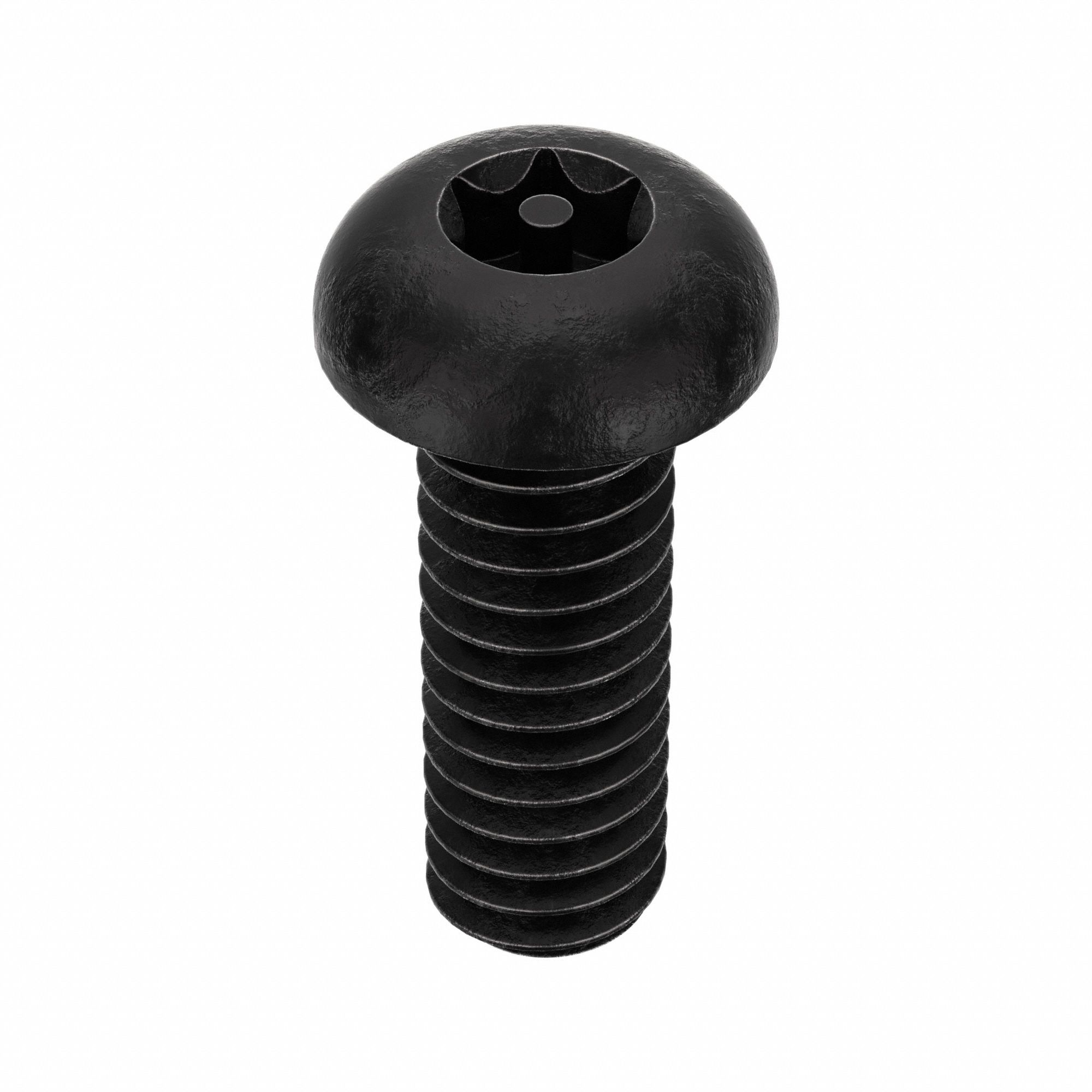 TAMPER RESISTANT SCREW, &frac14;"-20 THREAD, &frac34; IN L, STEEL, BLACK OXIDE, BUTTON, TORX, 25 PK