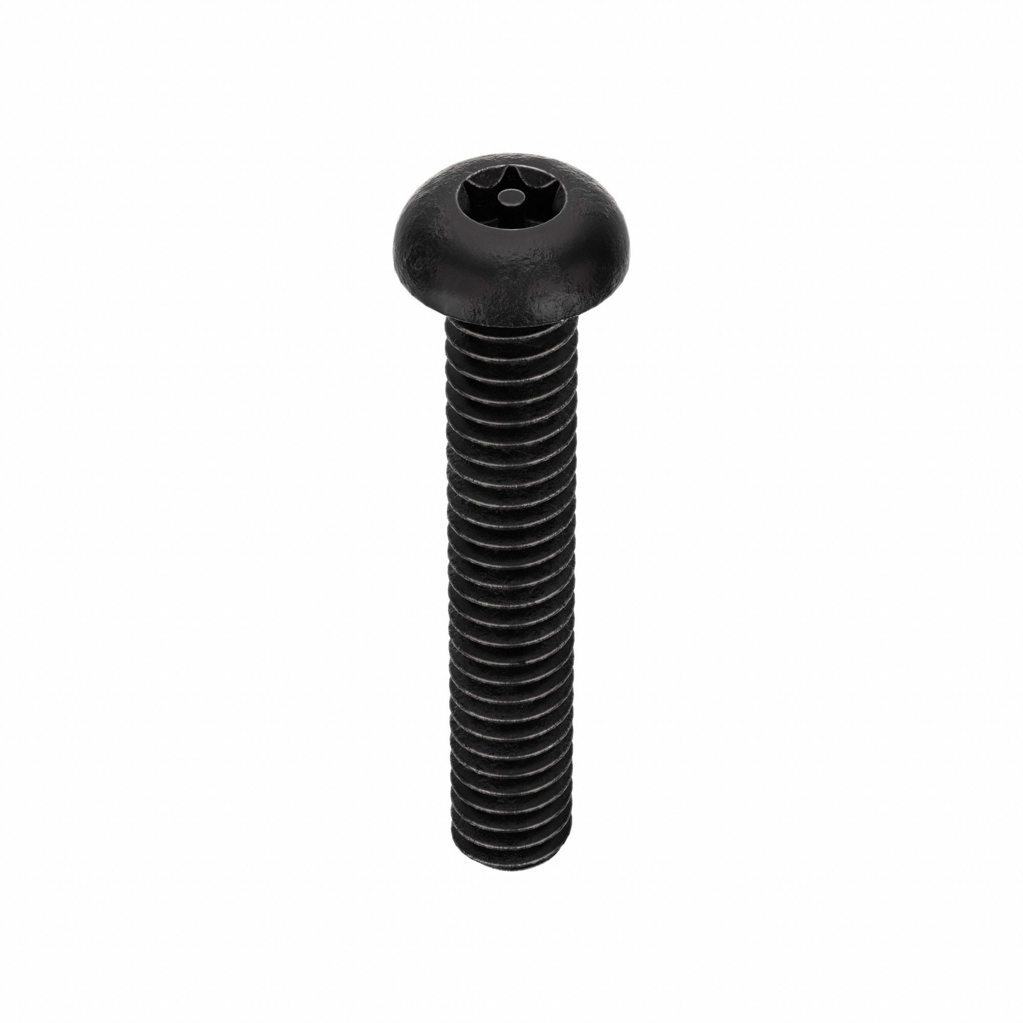 TAMPER RESISTANT SCREW, &frac14;"-20 THREAD, 1&frac12; IN L, STEEL, BLACK OXIDE, BUTTON, TORX, 25 PK