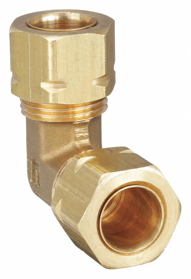UNION ELBOW, 90 ° : BRASS, COMPRESSION X COMPRESSION, FOR ¾ IN X ¾ IN TUBE OD, 5 PK