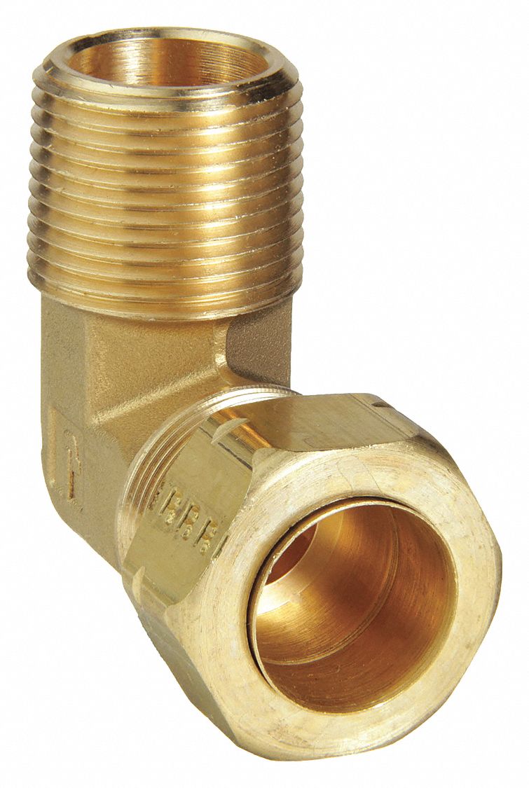 Compression Fitting Elbow: 3/4 in OD x 3/4 in Pipe Fitting Size, Compression x MNPT, 5 PK