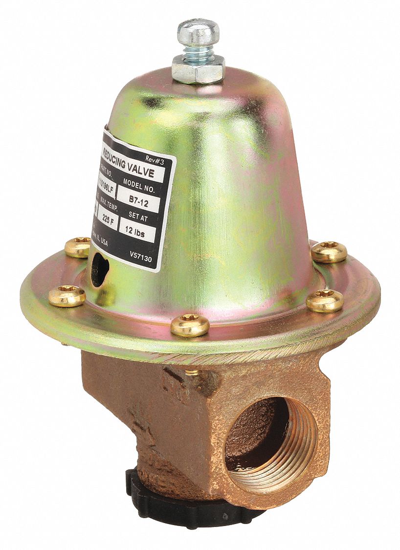 WATER PRESSURE REDUCING VALVE: NPT X NPT, ¾ IN PIPE SIZE, BRASS, 10 PSI TO 25 PSI