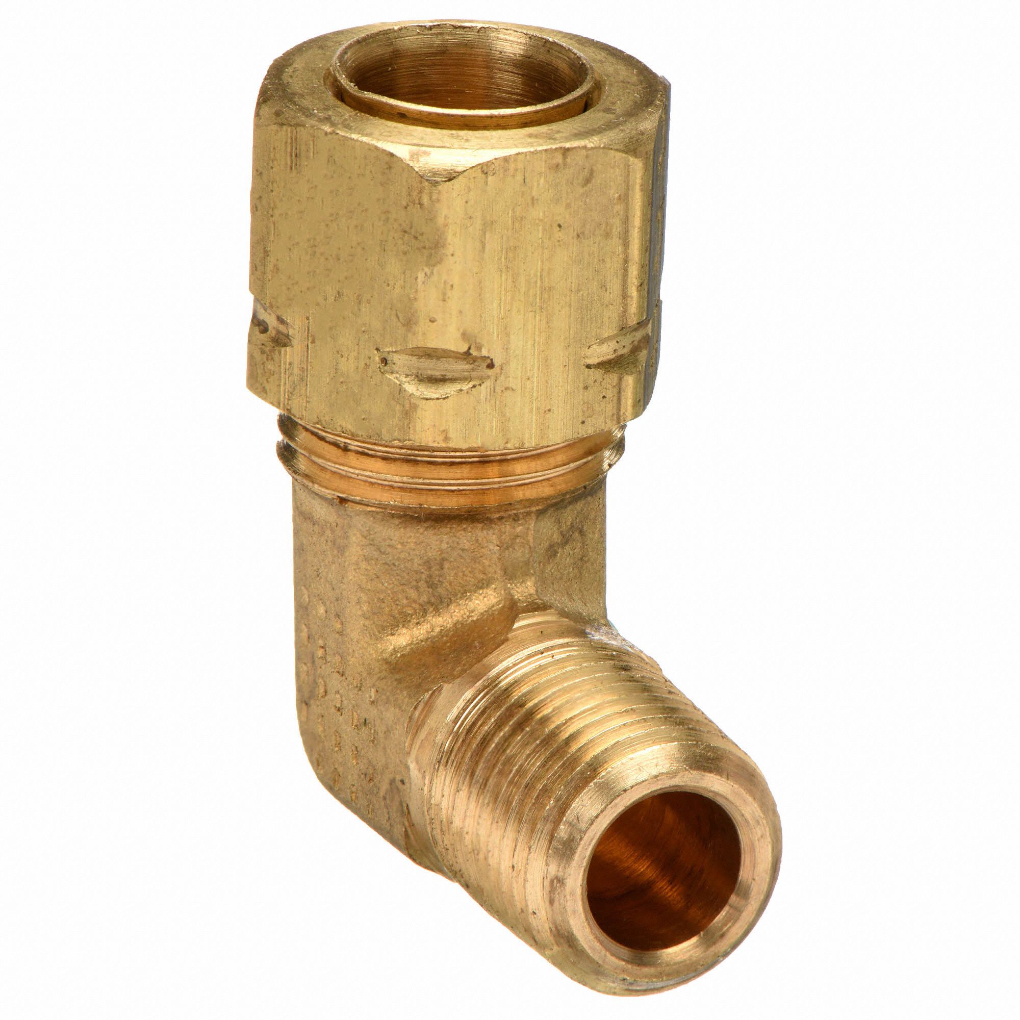 PARKER 1/4" OD TUBE COMPRESION X 3/8" NPT BRASS MALE 90° ELBOW NNB 