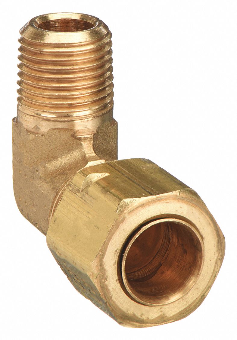 MALE ELBOW, 90 ° : BRASS, COMPRESSION X MNPT, ¼ IN PIPE SIZE, FOR ⅜ IN TUBE OD