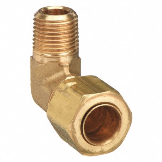 3/8 x 1/4 90° Brass Compression x Male Elbow, Lead Free