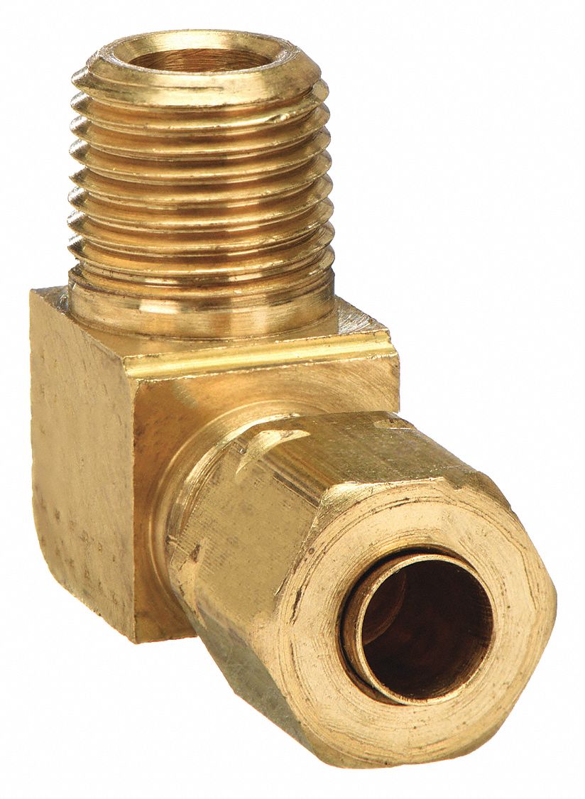 MALE ELBOW, 90 ° : BRASS, COMPRESSION X MNPT, ⅛ IN PIPE SIZE, FOR ⅛ IN TUBE OD