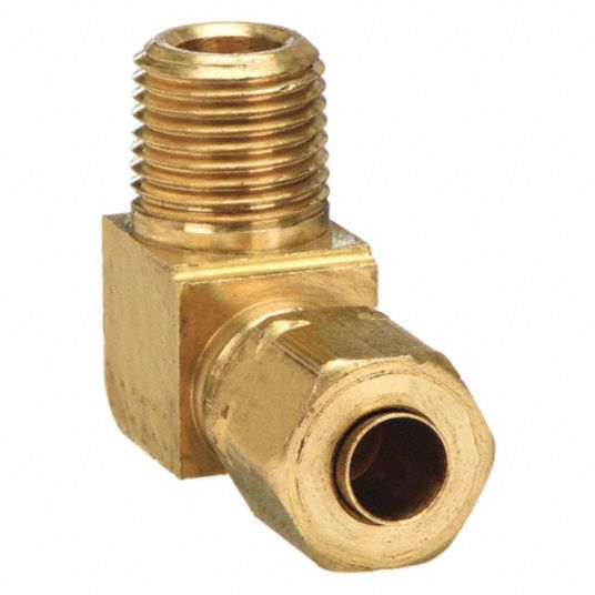 Lead Free Brass Compression Fittings - Male 90 Elbows - 7/16T x 1/4MIP