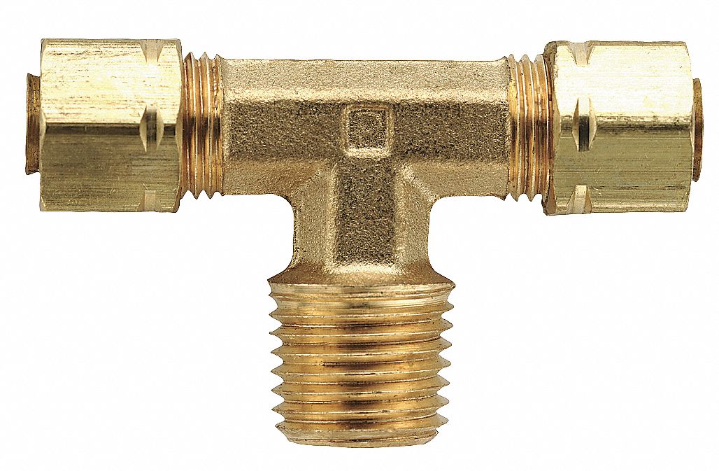 Tee Brass Comp1/4 MNPT1/8 PK10