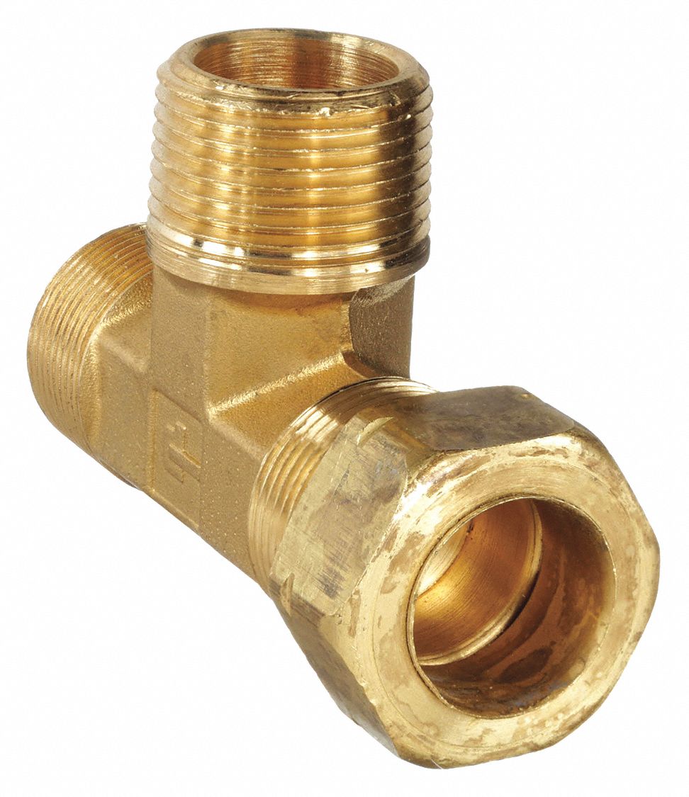 Compression Tee Fitting: 3/4 in OD x 3/4 in Pipe x 3/4 in OD Fitting Size, Brass, 6 PK