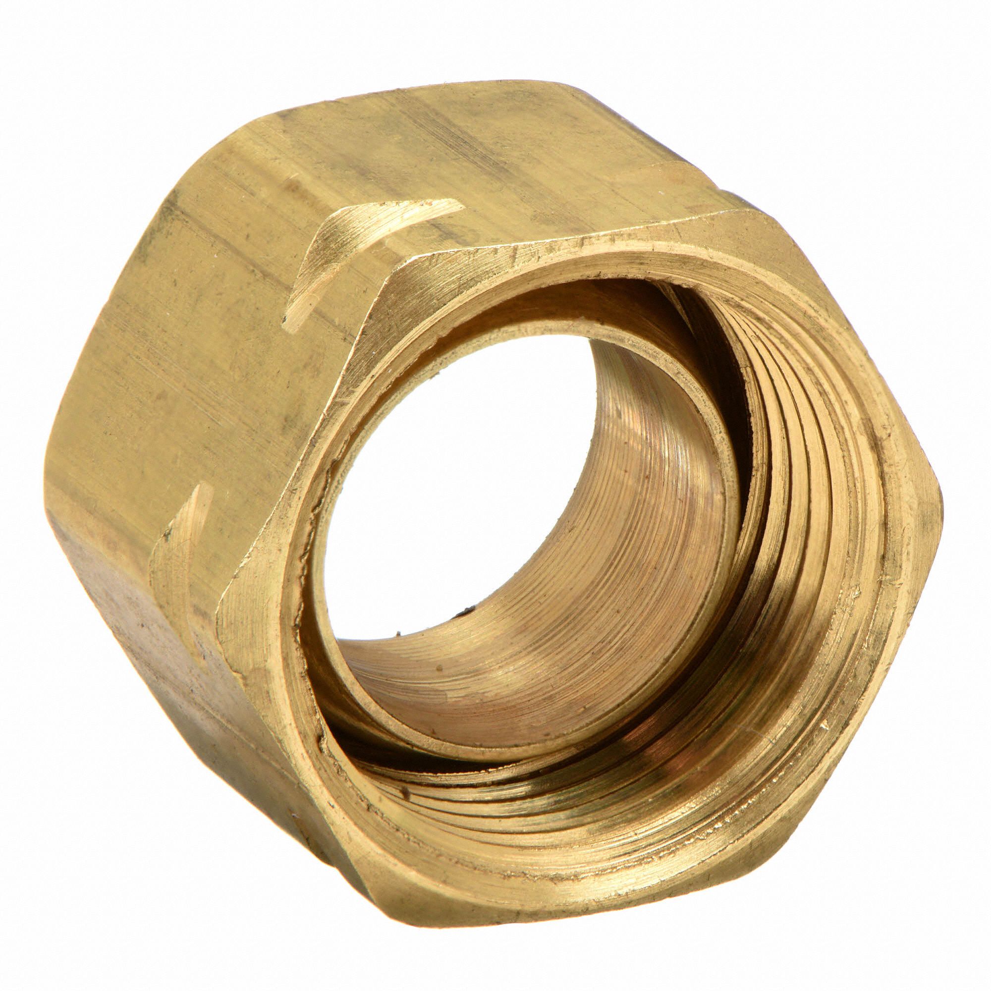 PARKER Tube Nut: Brass, Compression, For 1/4 in Tube OD, 7/16-24 ...