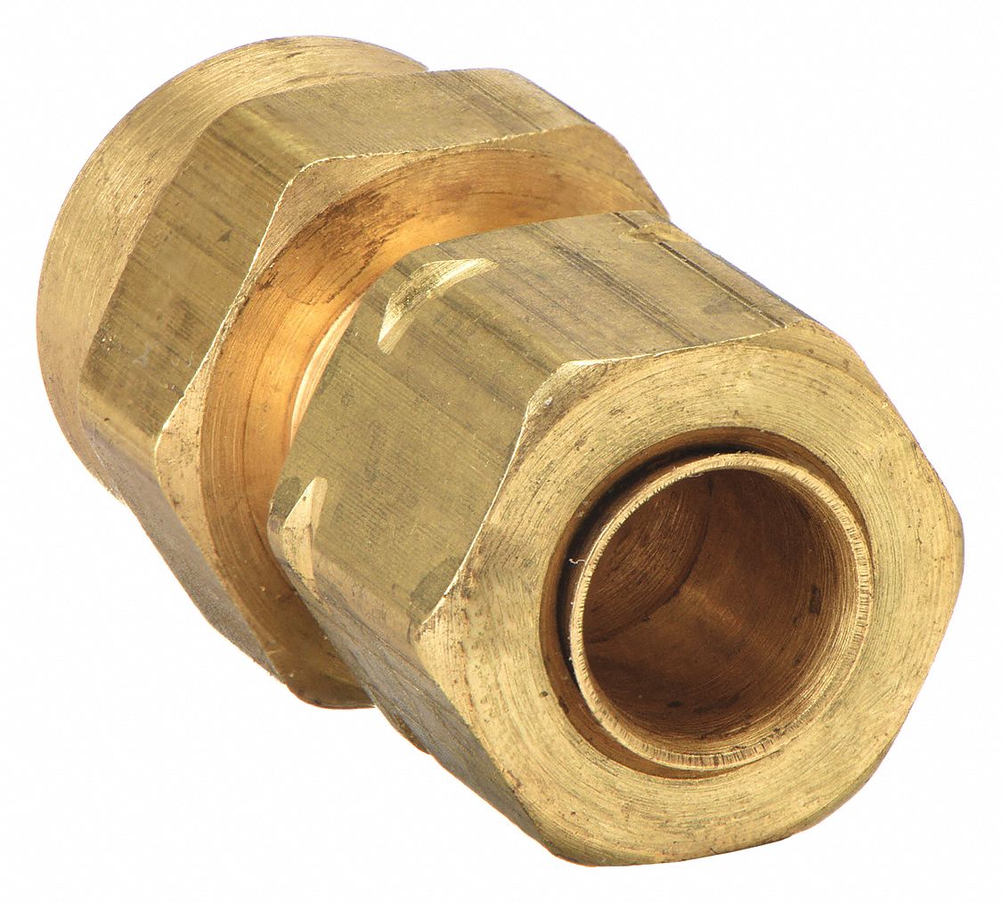 FEMALE CONNECTOR: BRASS, COMPRESSION X FNPTF, ⅛ IN PIPE SIZE, FOR 3/16 IN TUBE OD