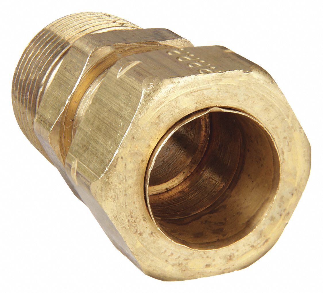 MALE CONNECTOR: BRASS, COMPRESSION X MNPT, ¾ IN PIPE SIZE, FOR ¾ IN TUBE OD