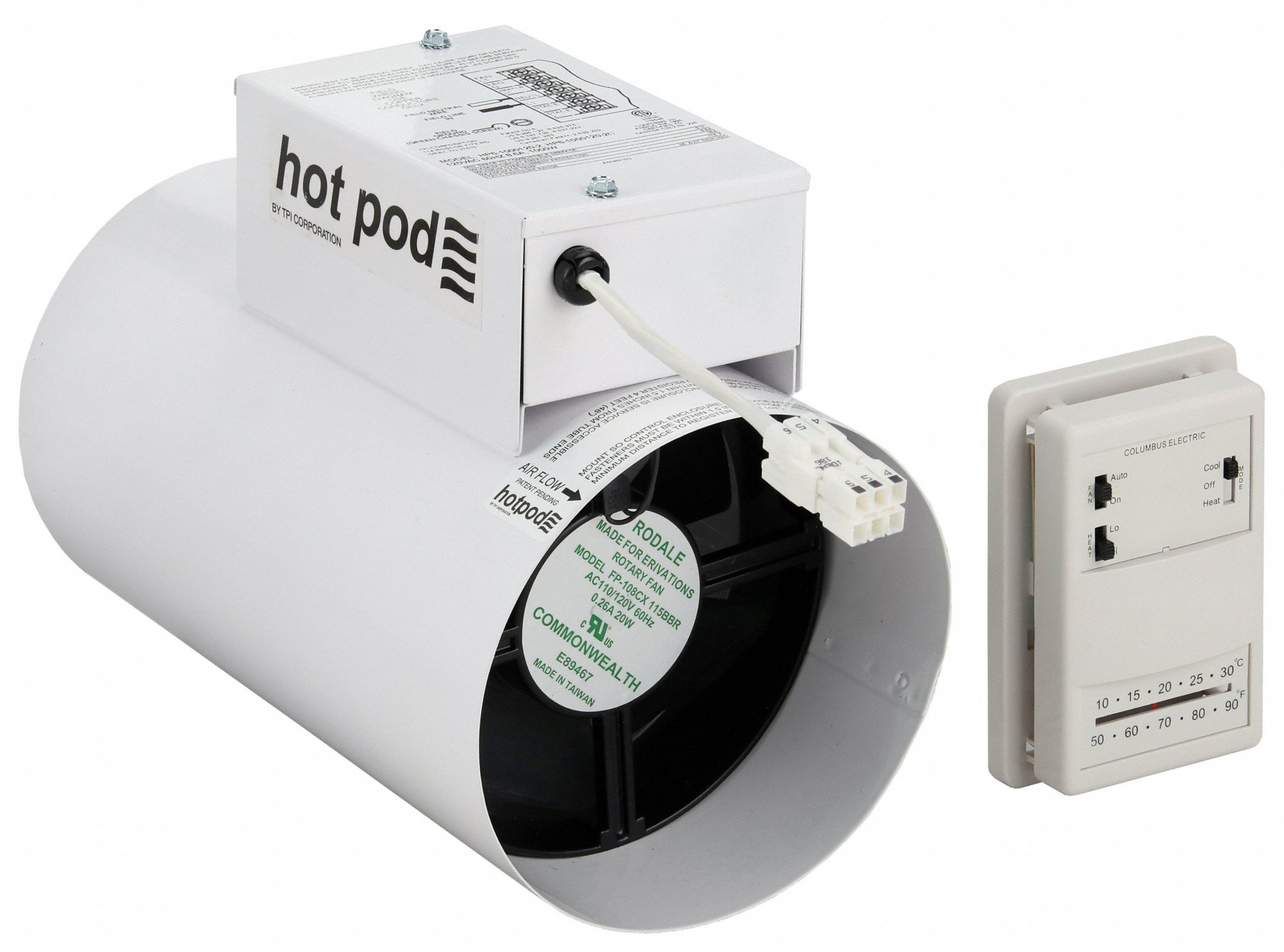 130 cfm Max., 6 in Duct, Inline Duct Fan Heater 6LHG1HP610001202T Grainger