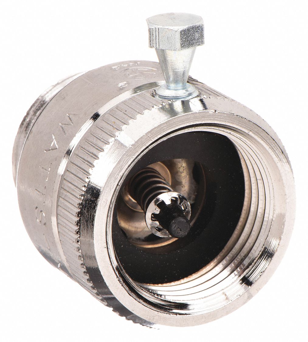 Vacuum Breaker: Female GHT x Male GHT, For Water Media, 33°F – 180°F, Brass, Back-Siphonage