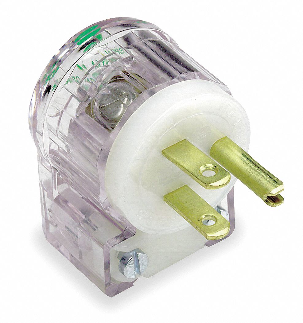 PLUG ANGLE TRANSPARENT 15A125V 2P3W