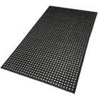 ANTIFATIGUE MAT, 3X5 FT, ½ IN THICK, RAISED RINGS, BLK, NATURAL RUBBER, BEVELED EDGE