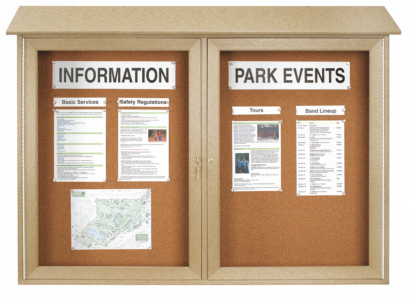 UNITED VISUAL PRODUCTS Enclosed Bulletin Board: Natural Cork, 45 In Wd ...