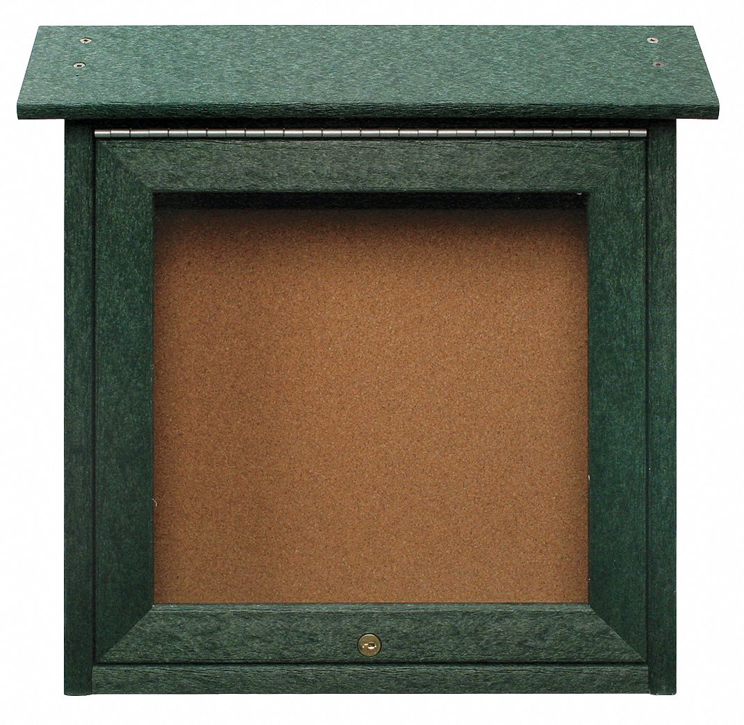 UNITED VISUAL PRODUCTS, Natural Cork, 18 in Wd, Enclosed Bulletin Board