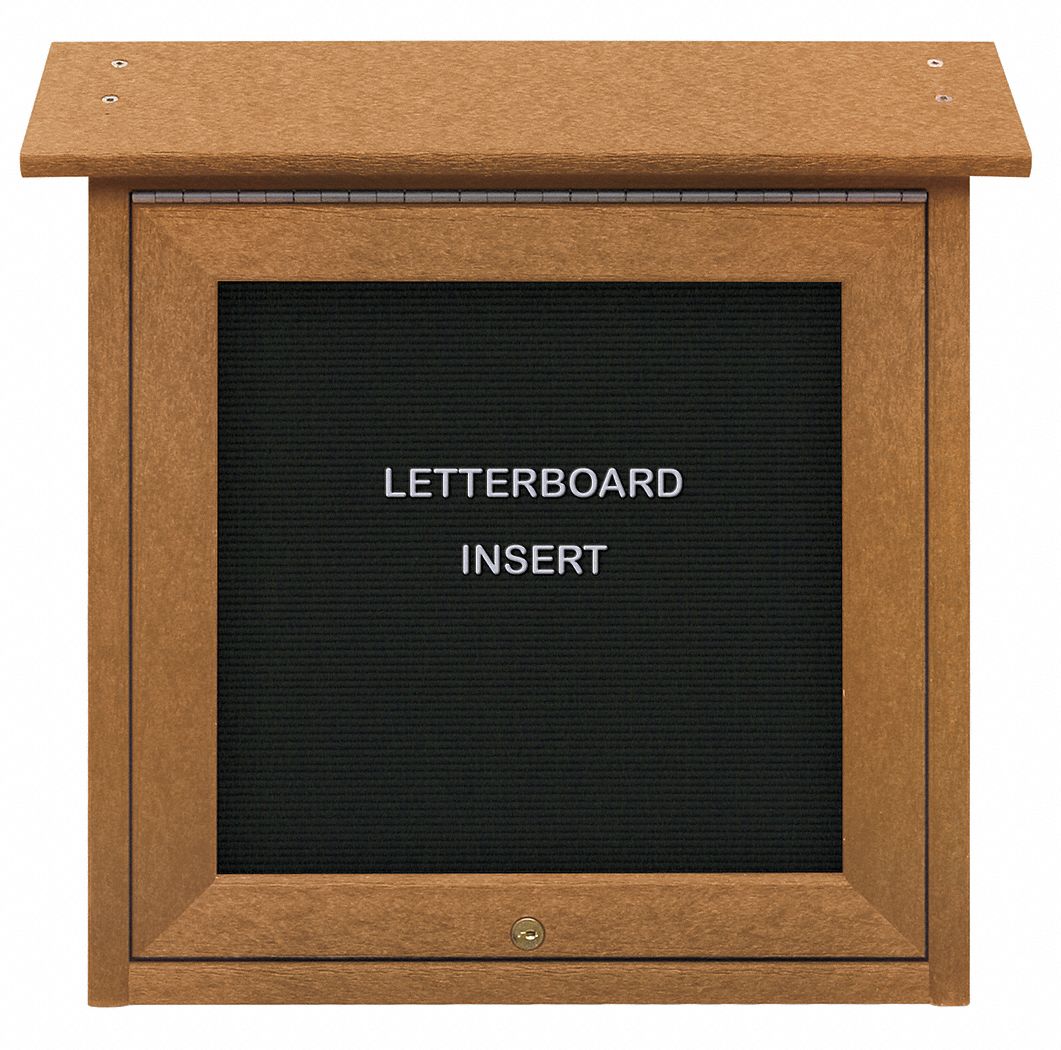 UNITED VISUAL PRODUCTS, Vinyl, 18 in Wd, Enclosed Bulletin Board