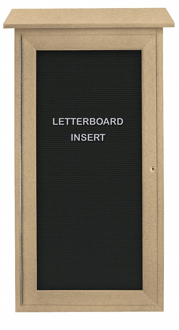 UNITED VISUAL PRODUCTS, Vinyl, 16 in Wd, Enclosed Bulletin Board