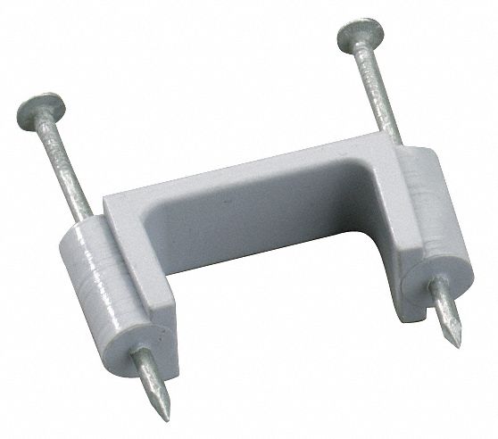 CABLE STAPLE, GREY, 1½ IN, 1½ IN CROWN W, PLASTIC/STEEL, 2 PK