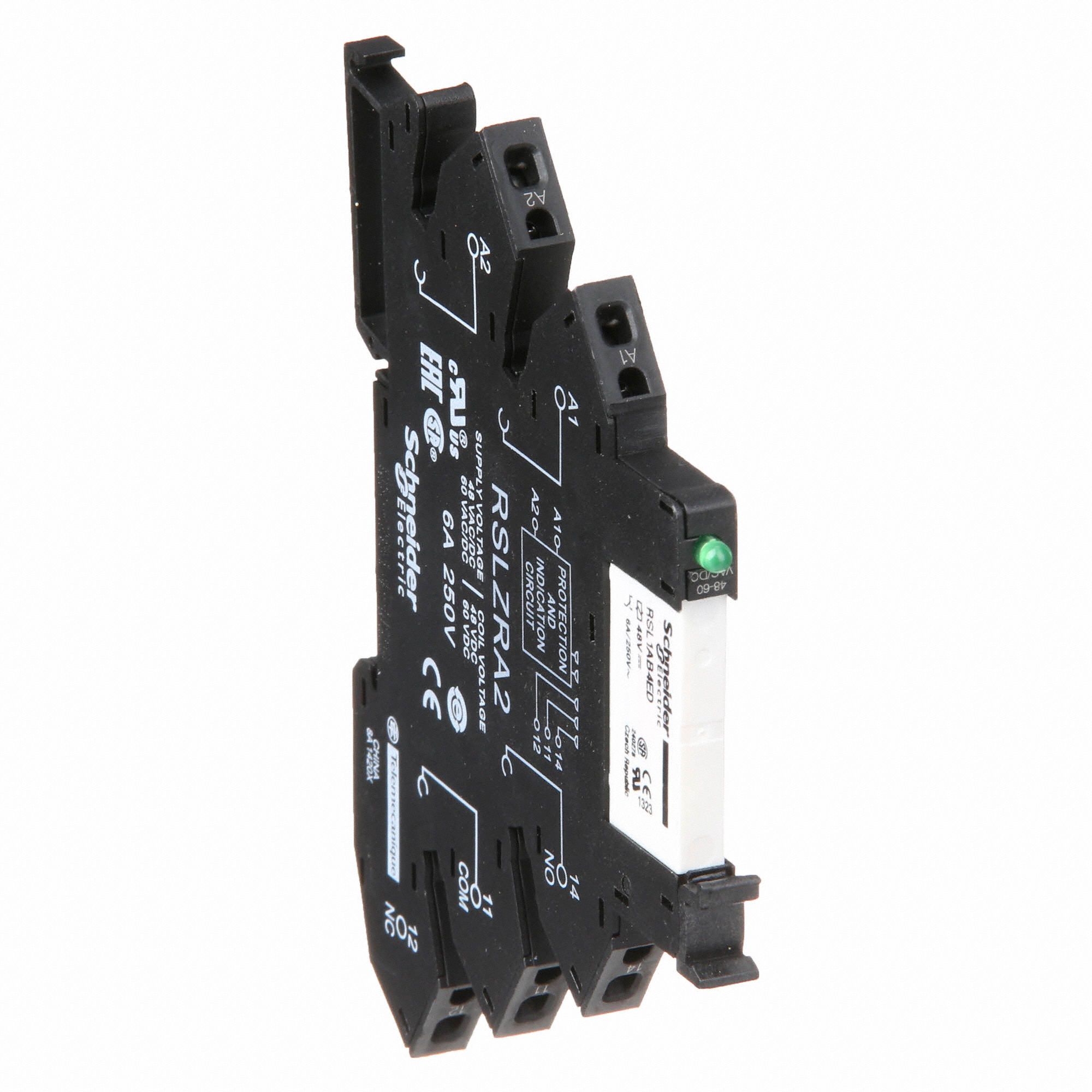 SCHNEIDER ELECTRIC Slim Interface Relay, 48V DC Coil Volts, 48V AC/DC