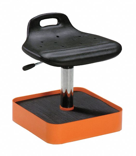 Shop Stool: 12 in Overall Ht, 14 in Seat Wd, Pneumatic, 12 in min to 17 in max, No Backrest