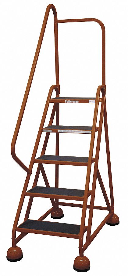 Rolling Ladder, Hndrl, Platfm 45 In H