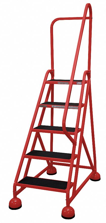 Rolling Ladder: 3.8 ft Platform Ht, Partially Assembled, Steel, Wt-Actuated Auto-Lock