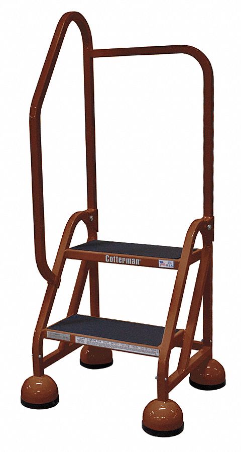 Rolling Ladder, Hndrl, Platfm 18 In H