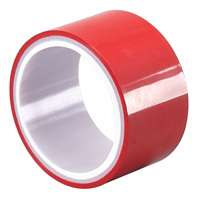 SPLICING TAPE, SINGLE-SIDED, RED, ⅜ IN X 5 YD, 2 MIL THICK, POLYESTER FILM, ACRYLIC