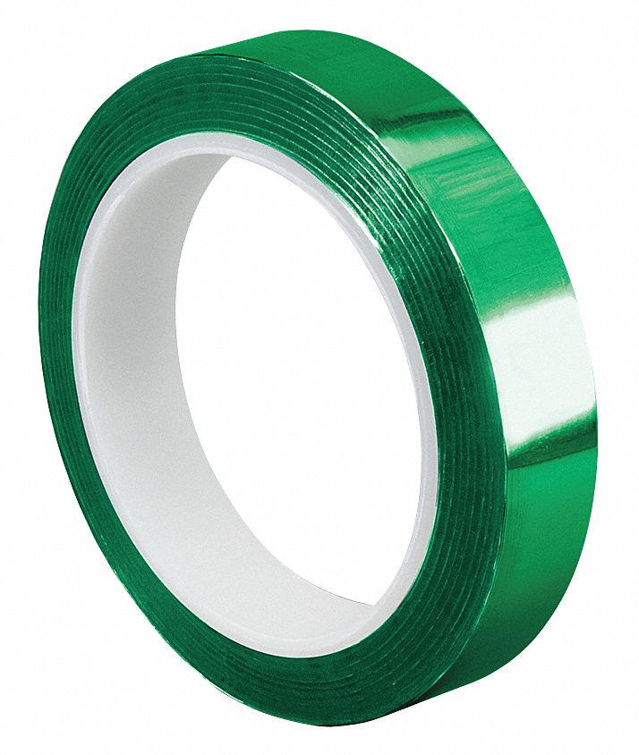 SPLICING TAPE, SINGLE-SIDED, GREEN, ⅜ IN X 72 YD, 2 MIL THICK, POLYESTER FILM, ACRYLIC