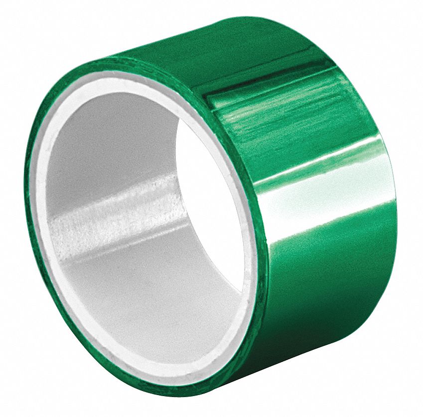 SPLICING TAPE, SINGLE-SIDED, GREEN, 1½ IN X 5 YARD, 2 MIL, POLYESTER FILM, ACRYLIC