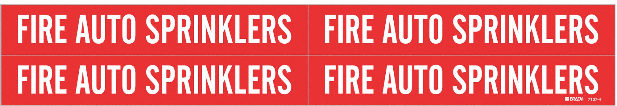 Pipe Marker: Fire Auto Sprinklers, Red, White, Fits 3/4 to 2 3/8 in Pipe O.D., 4 Pipe Markers