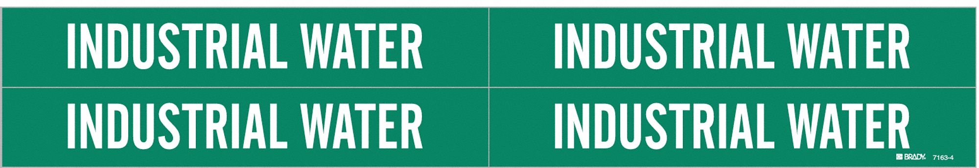 Pipe Marker: Industrial Water, Green, White, Fits 3/4 to 2 3/8 in Pipe O.D., 4 Pipe Markers