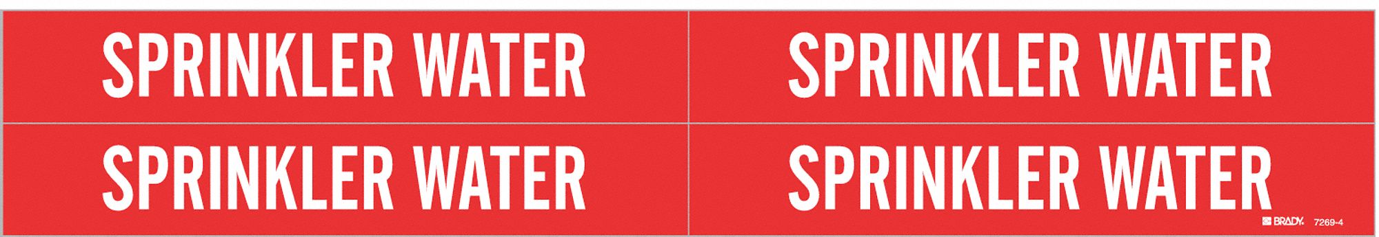 Pipe Marker: Sprinkler Water, Red, White, Fits 3/4 to 2 3/8 in Pipe O.D., 4 Pipe Markers