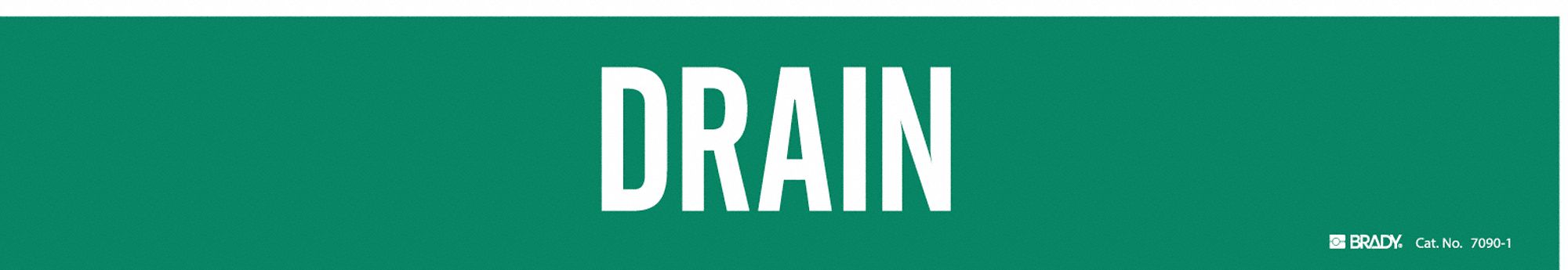 Pipe Marker: Drain, Green, White, Fits 2 1/2 to 7 7/8 in Pipe O.D., 1 Pipe Markers, Without Arrows