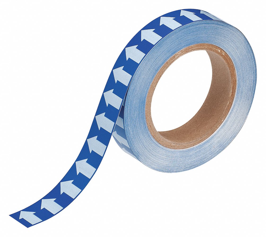 PIPE MARKING TAPE, BLUE/WHITE, 1 IN W, 90 FT ROLL L, VINYL, 1 IN ROLL W, 1,080 IN L