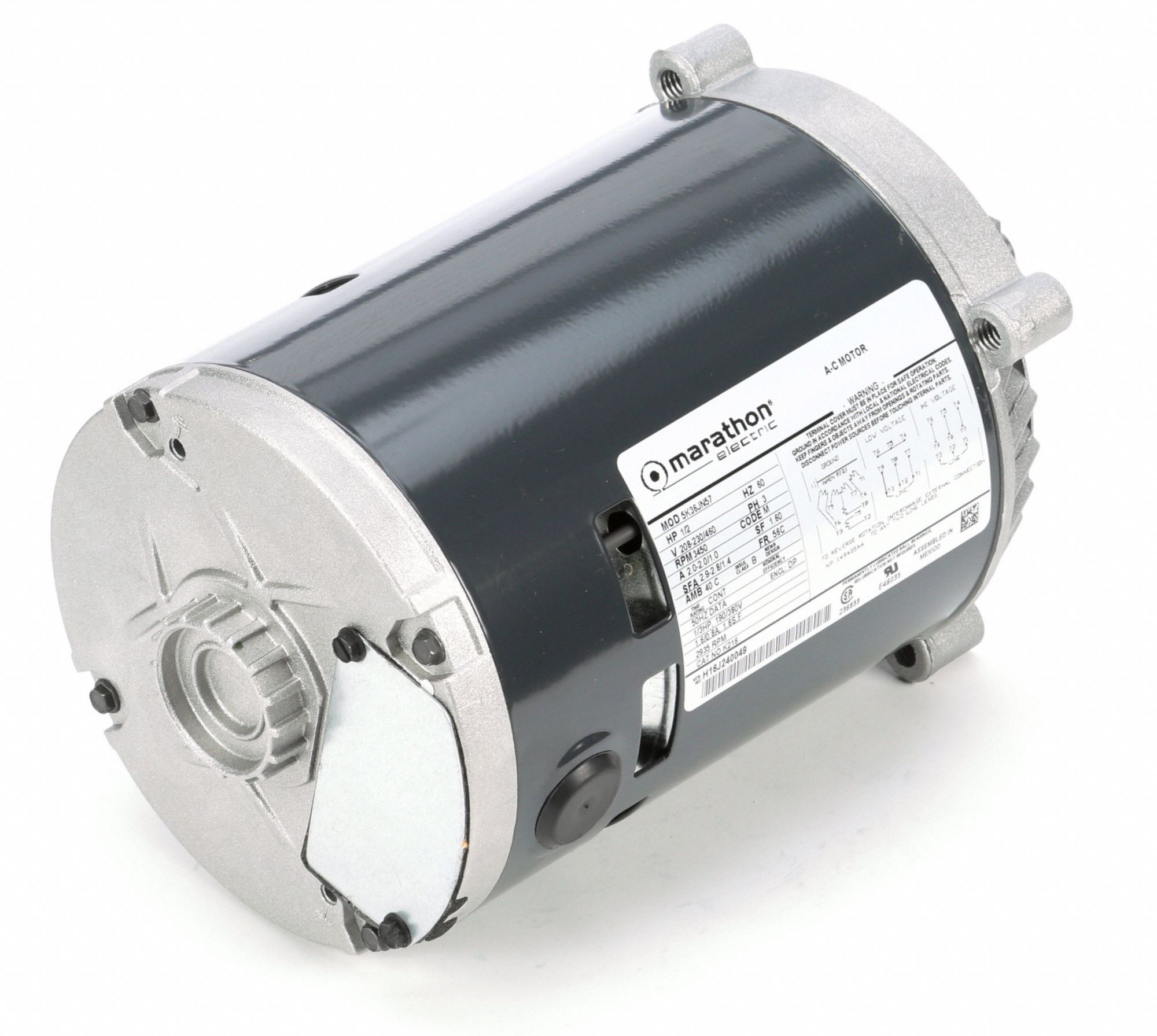 MARATHON MOTORS General Purpose Motor, 1/2 HP, 3-Phase, Nameplate RPM ...