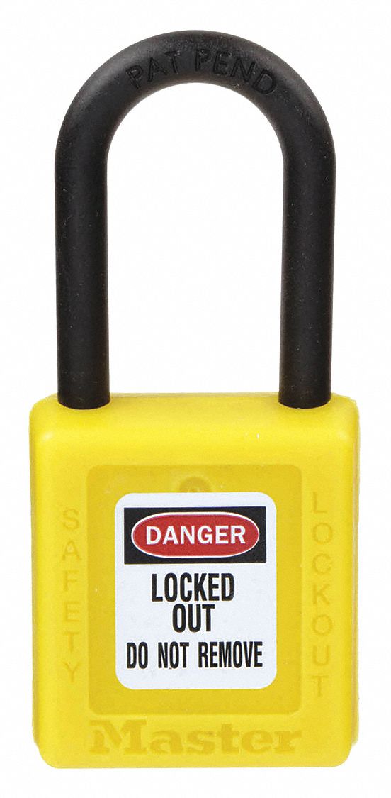 Lockout Padlock: Keyed Alike, Thermoplastic, Std Body Body Size, Plastic, Std, Yellow