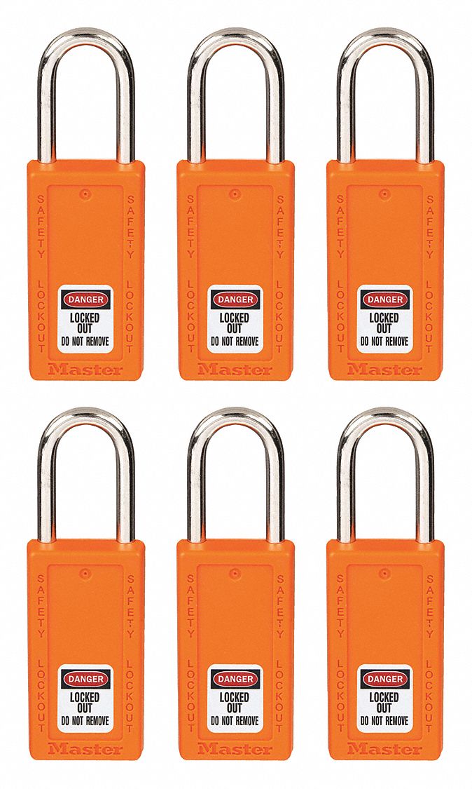 MASTER LOCK, Keyed Alike, Thermoplastic, Lockout Padlock 6MCF4